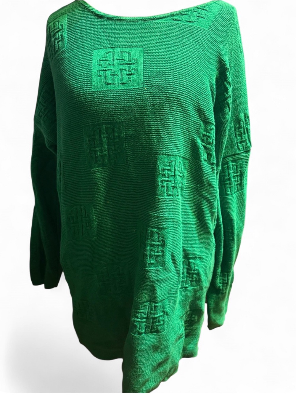 Men's Green Textured Crewneck Sweater